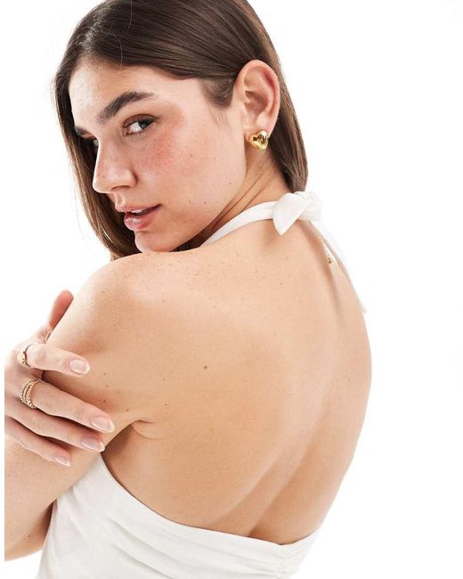 Stradivarius Linnenlook Gilet Met Halternek in het White