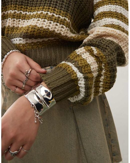 Noisy May Brown Chunky Open Knit Jumper