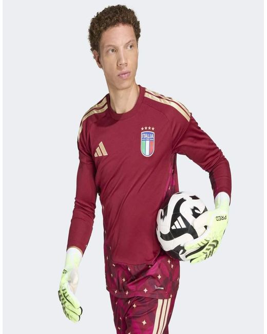 Adidas Originals Red Italy 26 Home Goalkeeper Long Sleeve Jersey for men