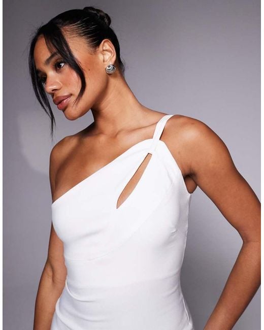 Vesper Gray One Shoulder Strappy Bodycon Midaxi Dress With Cut Out