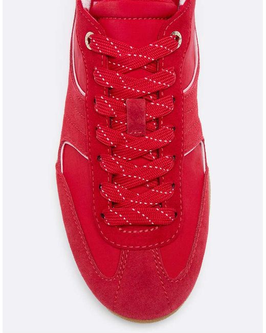 Stradivarius Red Flat Sole Trainers With Leather Details