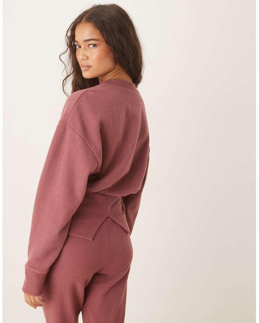 ASOS Zachte Top Met Korsettaille En Lange Mouwen in het Red