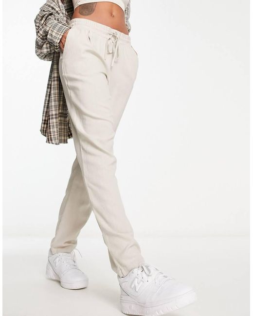 Vero Moda Natural Linen Blend Tapered Trousers