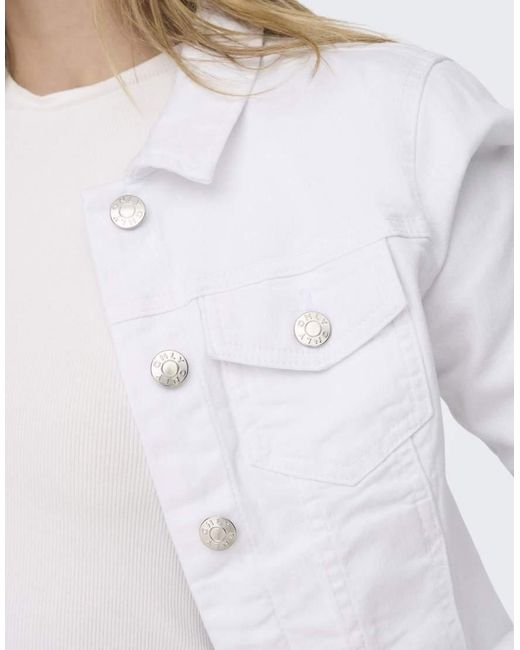ONLY White Fitted Denim Jacket