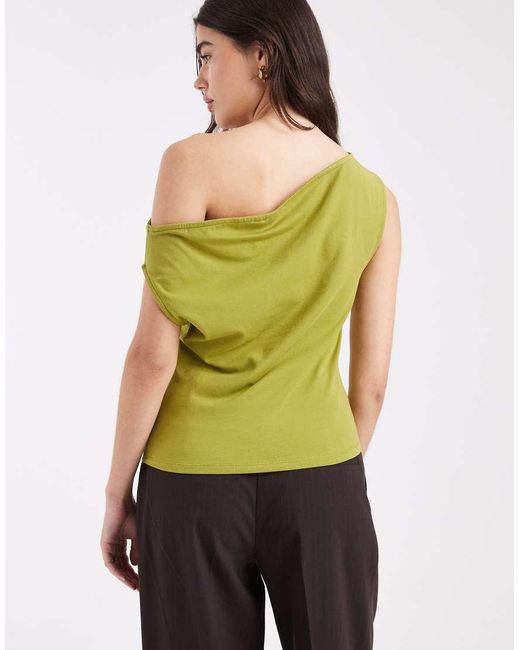 ASOS Green Cotton Off Shoulder Top