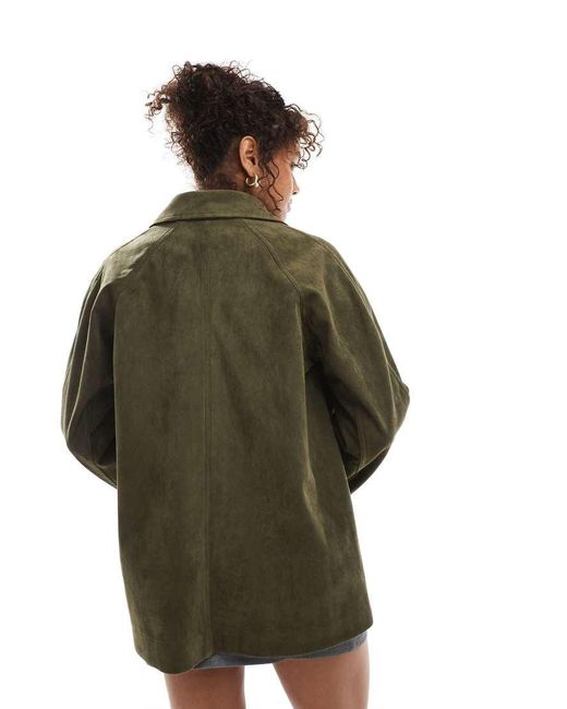 ASOS Green Faux Suede Car Coat