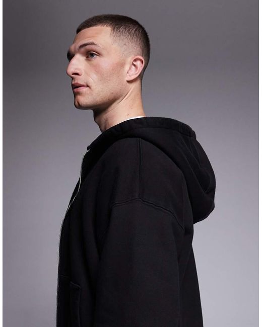 4505 Blue Icon Rest Day Heavyweight 440gsm Cotton Zip Up Oversized Hoodie for men