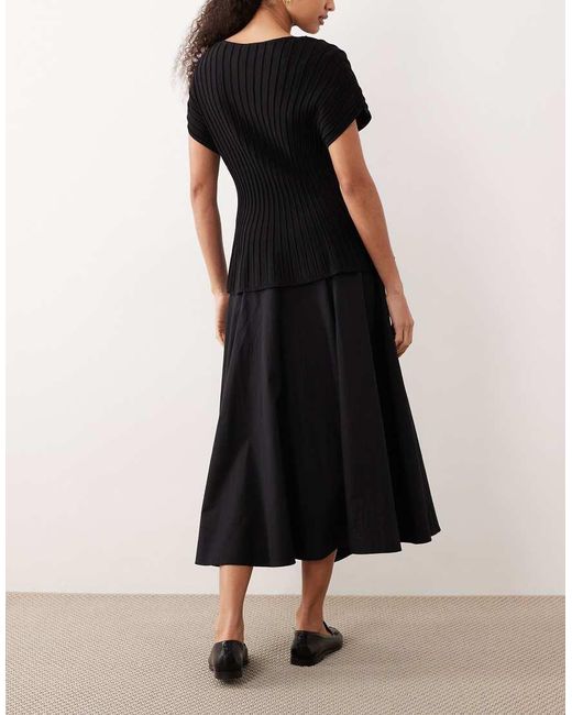 ASOS Black Panelled Drop Waist Circle Maxi Skirt