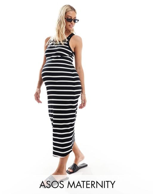ASOS Blue Asos Design Maternity Scoop Neck Midi Dress