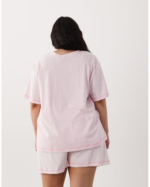 ASOS Pink Asos design curve – basic-pyjama aus oversize-t-shirt und shorts
