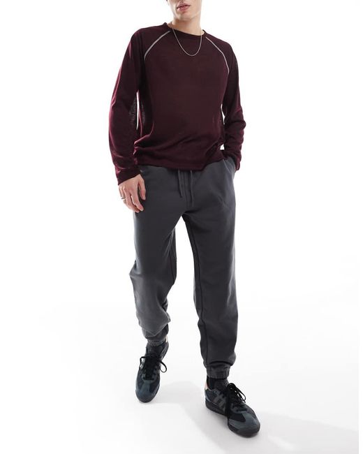 Joggers Negro Lavado De Corte Tapered De Tejido Grueso De 400 G/M2 Premium De -Gris ASOS de hombre de color Blue