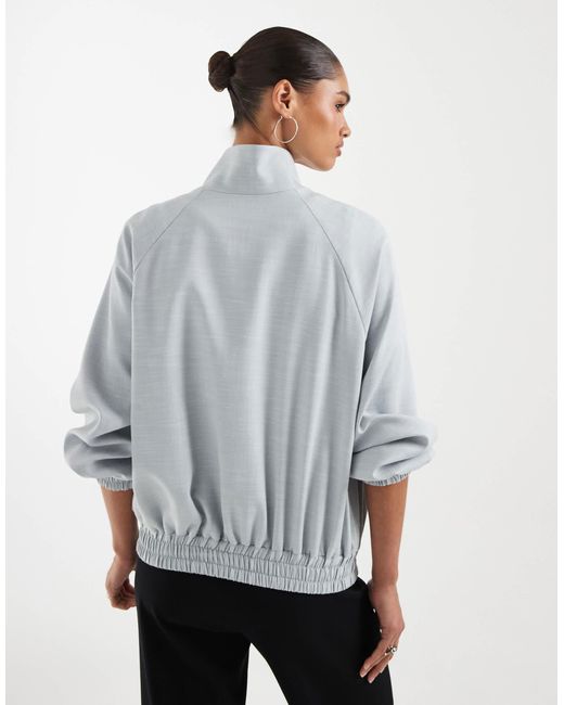 ASOS Gray Linen Funnel Neck Jacket