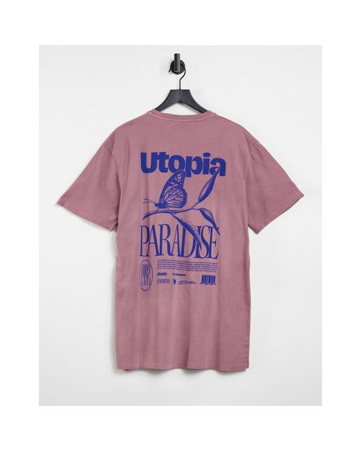 Topman Pink Utopia Butterfly Front And Back Print T-shirt for men