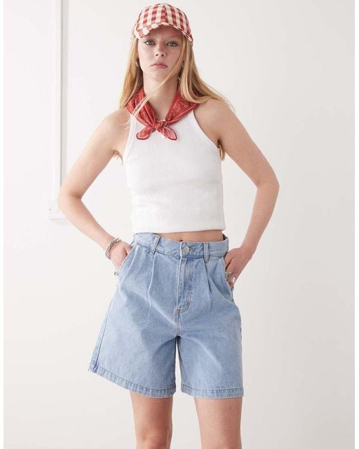 Obey Blue Eli Denim Pleated Shorts