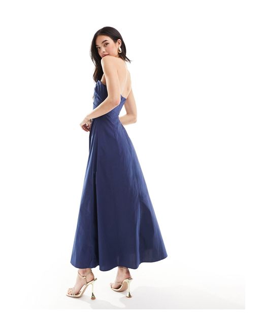 Bardot Blue Bandeau Poplin Maxi Dress