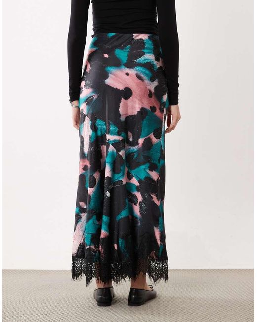 ASOS Multicolor Satin Fishtail Maxi Skirt