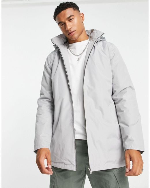 French Connection Gray Lined Mac Jacket With Hood for men