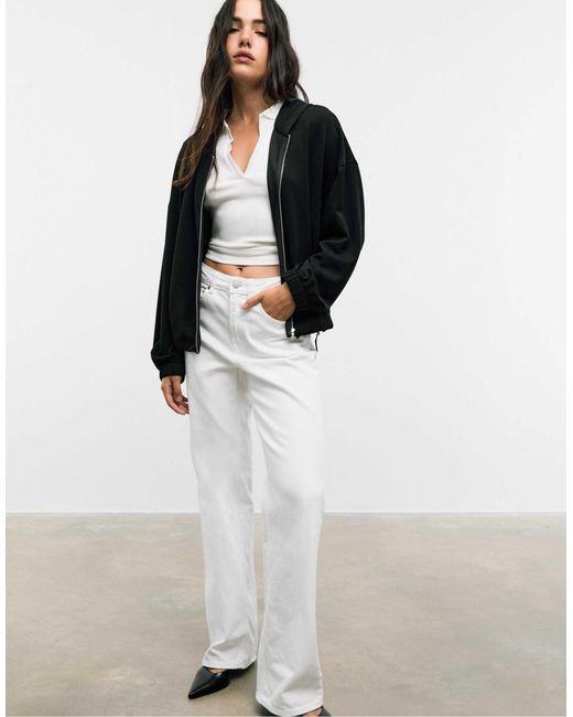 Stradivarius Black – weiche kapuzenjacke