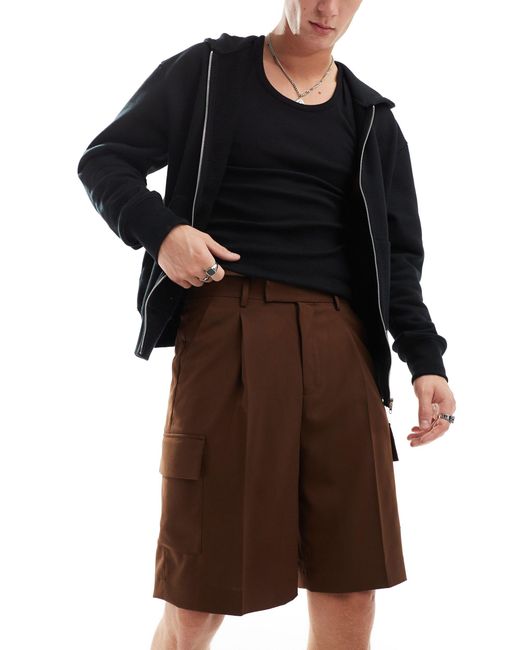 Pantaloncini cargo eleganti marroni di ASOS in Black da Uomo