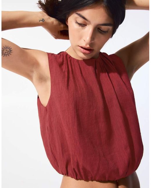 Pull&Bear Red Rustic Balloon Top