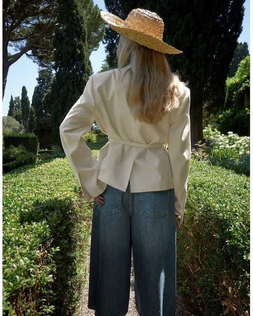 NA-KD Green Short Belted Wide Shoulder Blazer