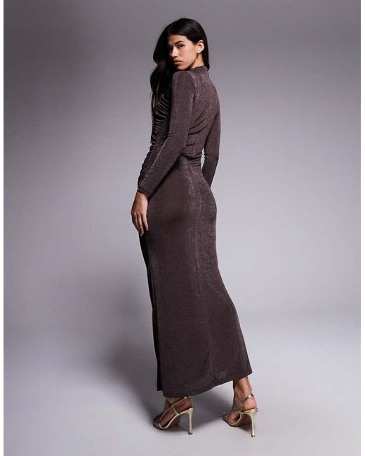 DASKA Purple Exclusive Jersey Maxi Dress With Drape Detail