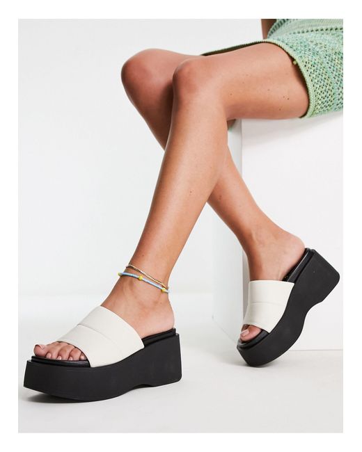 ALDO White Libby Leather Chunky Mule Sandals