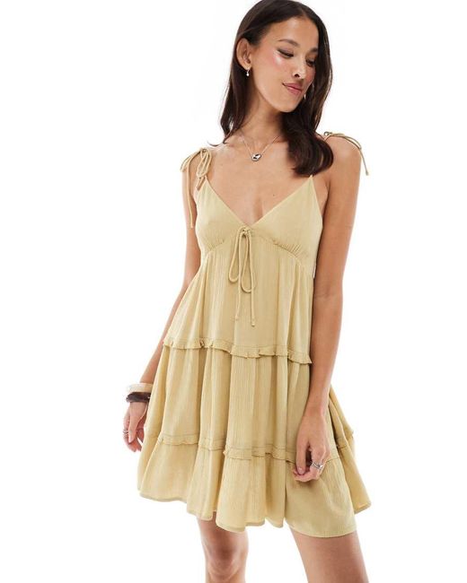 Miss Selfridge Mini Slipdress Van Kaasdoek Met Stroken in het Natural