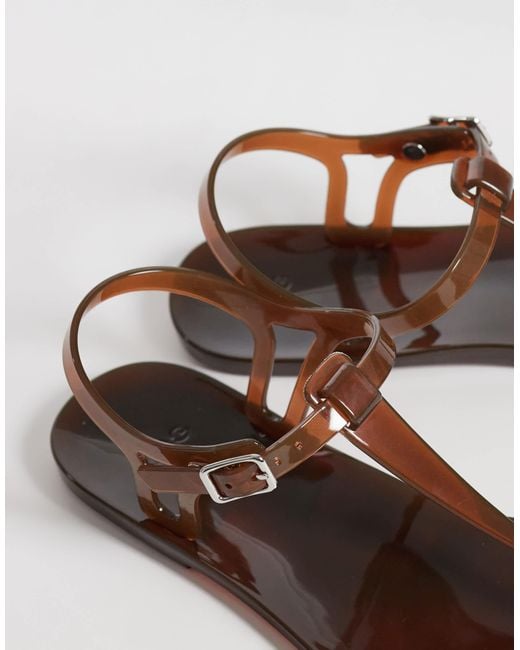 Mango Brown Toe Post Jelly Sandal