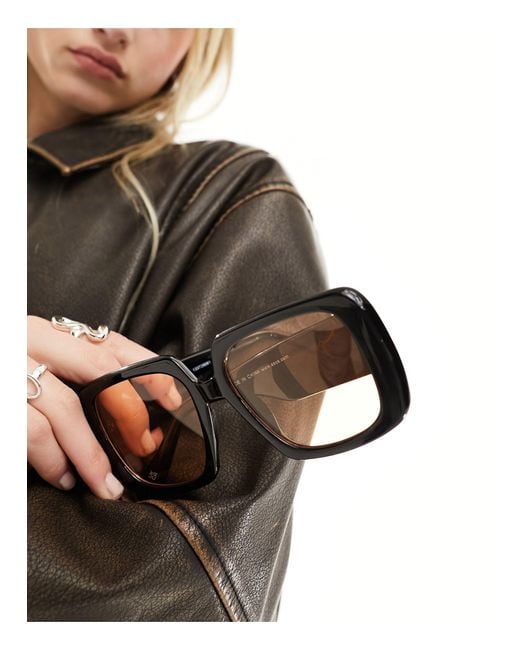 ASOS Brown Oversized 70s Sunglasses With Peach Lens