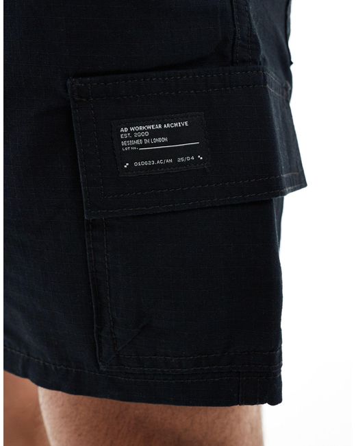 Pantaloncini cargo slim neri con toppa di ASOS in Gray da Uomo
