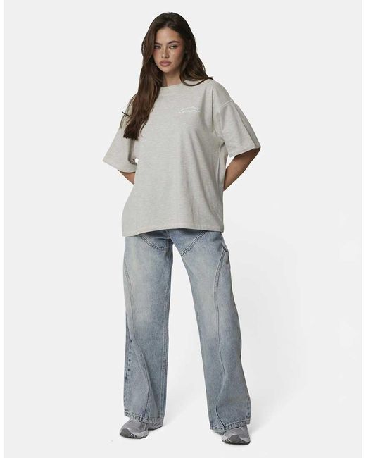 Good For Nothing Gray Oversized Graphic Tee