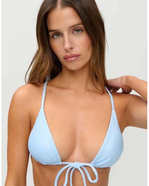 Frankie's Bikinis Blue X Jennie Kim Triangle Towelling Bikini Top