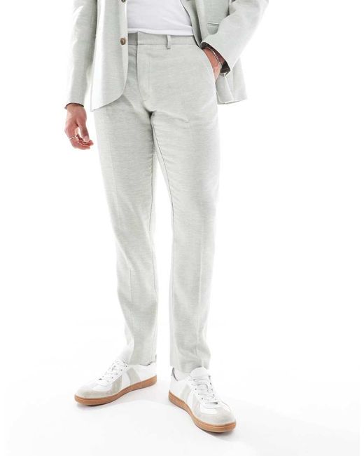 ASOS White Slim Suit Trousers With Linen for men
