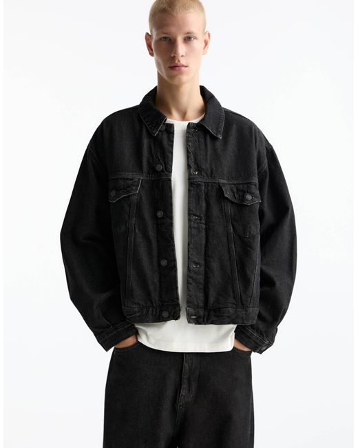 Pull&Bear Black Co-Ord Denim Jacket for men