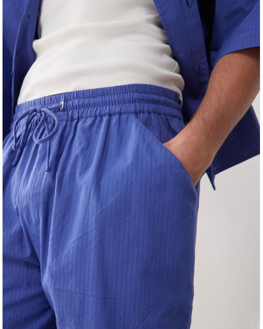 Collusion Blue Textured Woven Short for men