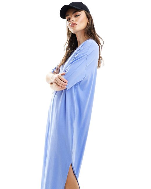 Robe t-shirt longueur mollet oversize ASOS en coloris Blue