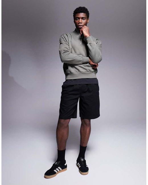 ASOS Gray Premium Heavyweight Boxy Oversized Quarter Zip Sweatshirt 400gsm for men