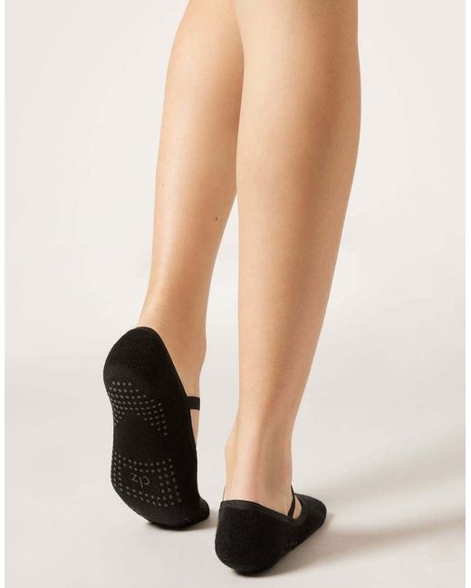 Calzedonia Natural Non-Slip Crossover Pilates Socks