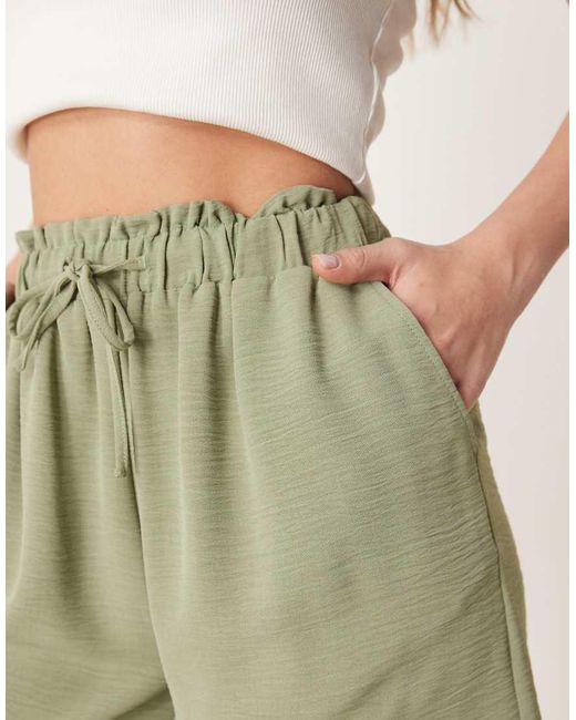 Vila Natural Loose Fit Tie Waist Shorts