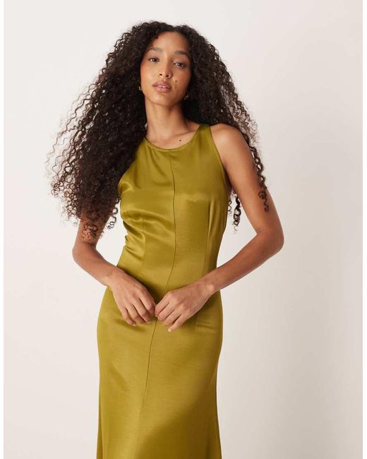 ASOS Natural Racer Satin Maxi Dress