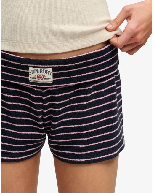Superdry Blue Athletic Essentials Fold Over Towelling Shorts