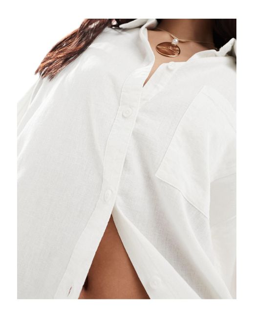 Cotton on - camicia a maniche corte oversize comoda bianca effetto lino di Cotton On in White