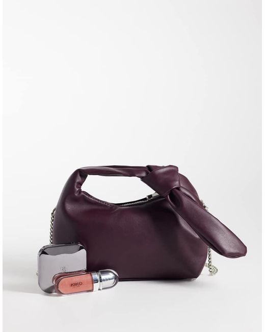 Pieces Purple Knot Detail Cross Body Bag
