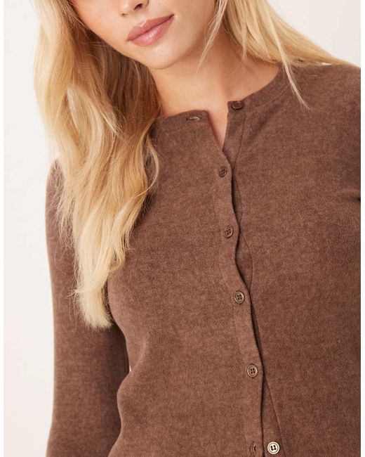 ASOS Brown Asos Design Petite Mix & Match Lightweight Fleece Cardigan