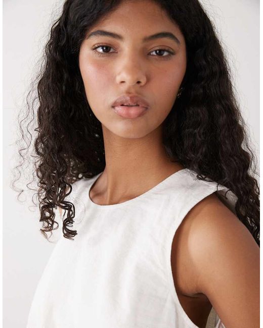 Monki Green Linen Blend Bubble Top