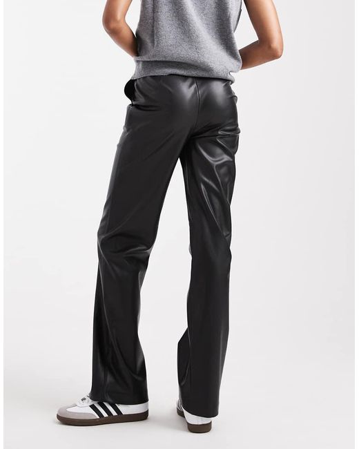 ASOS Black Tall Faux Leather Straight Leg Trousers