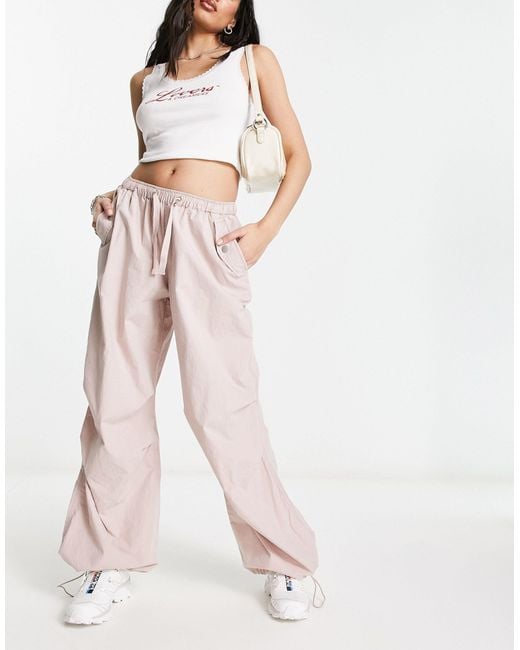 ASOS Parachute Cargo Trouser in Pink | Lyst