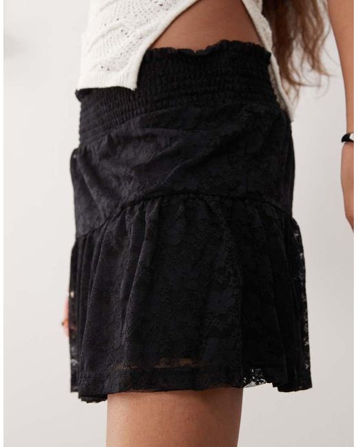 Noisy May Natural Tiered Lace Mini Skirt
