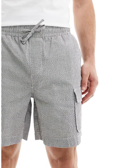 Pantalones cortos cargo s y blancos a cuadros pequeños texturizados ASOS de hombre de color Gray